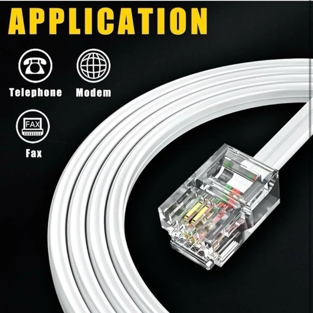 RJ11 to RJ11 Phone Cord, 50FT/15M Telephone Extension Cord Cable Line Wire for L